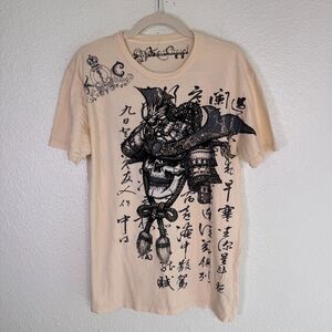 Key Closet Y2K Shirt Mens Medium Samurai Warrior Skull Grunge Graphic Tee Tshirt